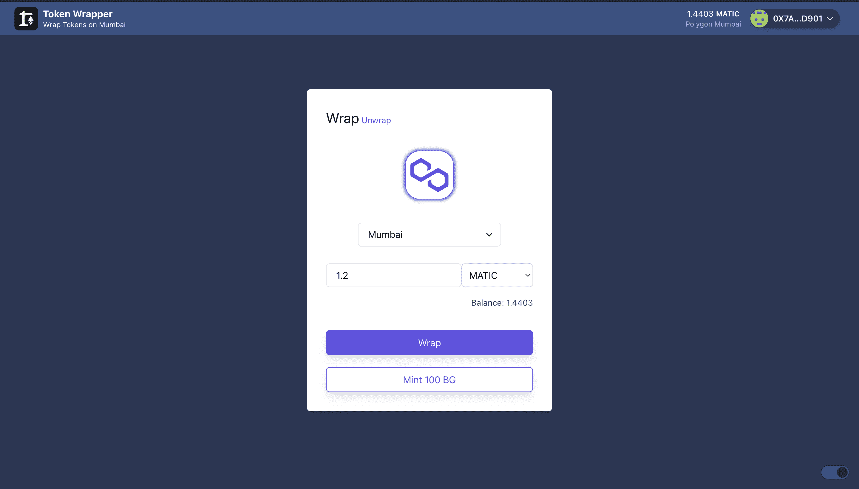 Screenshot of Token Wrapper